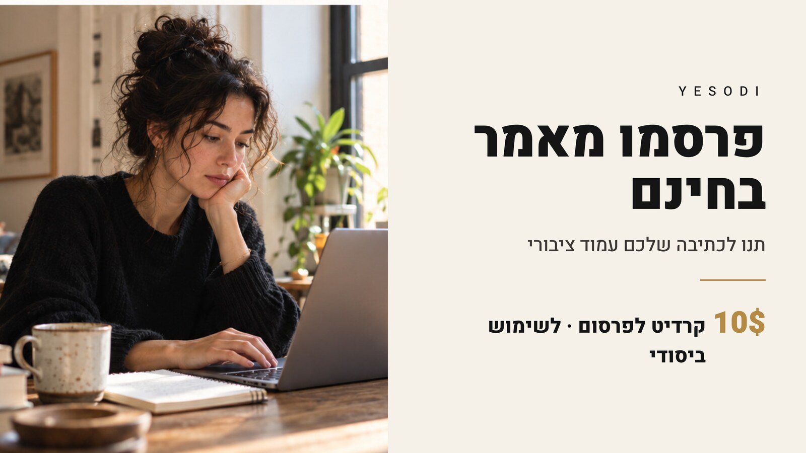 פרסמו מאמר בחינם ותנו לכתיבה שלכם עמוד ציבורי